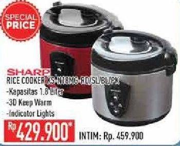 Promo Harga SHARP KS-N18MG | Rice Cooker 1.8ltr SL, BL, PK  - Hypermart