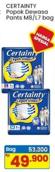 Promo Harga Certainty Adult Diapers Pants M8, L7 7 pcs - Indomaret