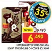 Promo Harga Lotte Choco Stick Toppo Chocolate, Chocolate Double 40 gr - Superindo