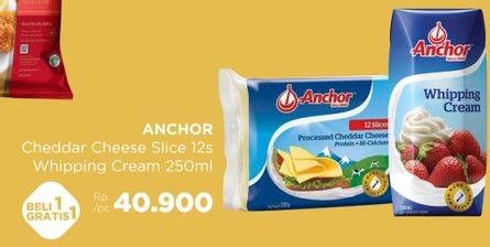 Promo Harga Anchor Cheddar Slice/Whipping Cream  - LotteMart