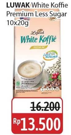Promo Harga Luwak White Koffie Less Sugar per 10 sachet 20 gr - Alfamidi