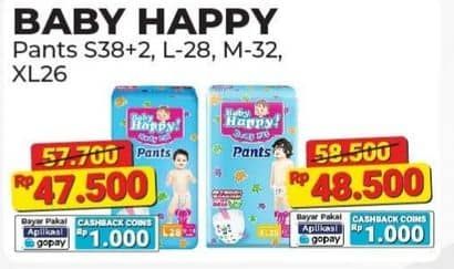 Promo Harga Baby Happy Body Fit Pants S38+2, L28, M32 28 pcs - Alfamart