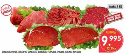 Promo Harga Daging Paha Sapi per 100 gr - Superindo