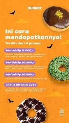 Promo Dunkin Donuts Tambah Rp15.000 untuk DD Card disertai pembelian 9 Donut Classics Gratis 3 Donut Classics 