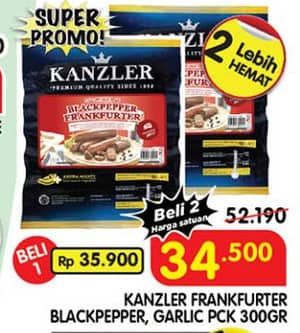 Promo Harga Kanzler Frankfurter Black Pepper, Garlic 300 gr - Superindo