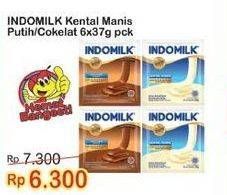 Promo Harga INDOMILK Susu Kental Manis Plain, Cokelat per 6 sachet 37 gr - Indomaret