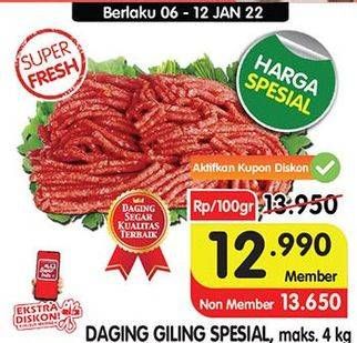 Promo Harga Daging Giling Sapi Spesial per 100 gr - Superindo