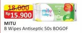 Promo Harga MITU Baby Wipes Antiseptic Refreshing Lime 50 pcs - Alfamart