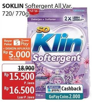 Promo Harga So Klin Softergent All Variants 720 gr - Alfamidi