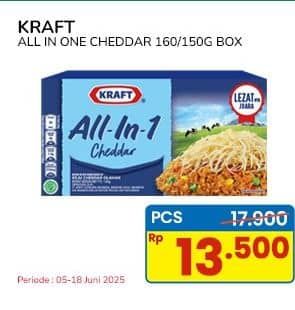 Promo Harga Kraft All in 1 Cheddar 165 gr - Indomaret