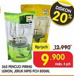 Promo Harga 365 Pencuci Piring Lemon, Jeruk Nipis 800 ml - Superindo