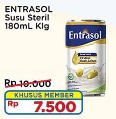 Entrasol Susu Steril 180 ml Diskon 25%, Harga Promo Rp7.500, Harga Normal Rp10.000, Khusus Member