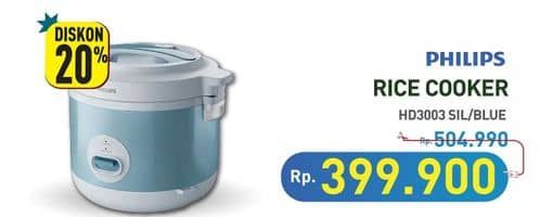 Promo Harga Philips HD3003/30 Rice Cooker 1.8L  - Hypermart