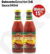Promo Harga DEL MONTE Sauce Extra Hot Chilli 340 ml - Carrefour