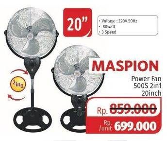 Promo Harga MASPION PW-500S | Fan 20 inch 80 Watt  - Lotte Grosir