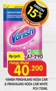 Promo Harga Vanish Penghilang Noda Cair Pink, Putih 750 ml - Superindo