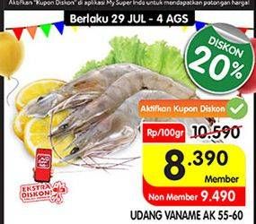 Promo Harga Udang Vanamae AK55-60 100 gr - Superindo