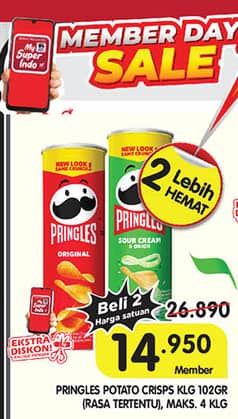 Promo Harga Pringles Potato Crisps 107 gr - Superindo