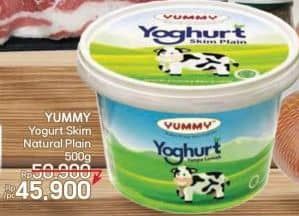 Promo Harga Yummy Yogurt Skim Yogurt Natural Plain 500 gr - LotteMart