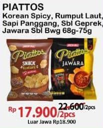 Promo Harga Piattos Snack Kentang Korean Spicy Noodle, Sambal Geprek, Sapi Panggang, Seaweed, Jawara Sambal Bawang 68 gr - Alfamart