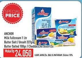 Promo Harga ANCHOR Butter/Cheddar Cheese Slice/Milk  - Hypermart