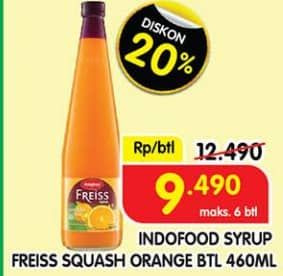 Promo Harga Freiss Syrup Squash Orange 500 ml - Superindo