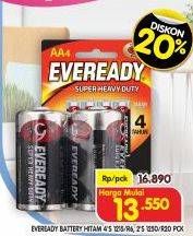 Promo Harga Eveready Battery Hitam, D-1250 Hitam Besar 2 pcs - Superindo