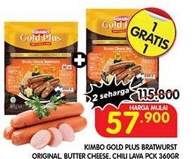 Promo Harga Kimbo Gold Plus Bratwurst Butter Cheese, Chilli Lava, Original 360 gr - Superindo