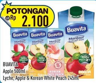 Promo Harga Buavita Fresh Juice Apple, Lychee, Korean White Peach 245 ml - Hypermart