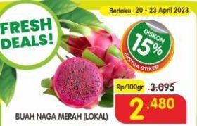 Promo Harga Buah Naga Merah Lokal per 100 gr - Superindo