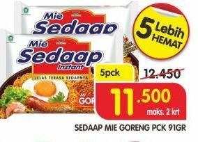 Promo Harga SEDAAP Mie Goreng per 5 pcs 92 gr - Superindo