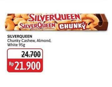 Promo Harga Silver Queen Chunky Bar Cashew, Almonds, White 95 gr - Alfamidi