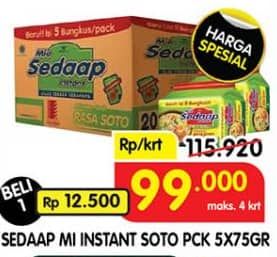 Promo Harga Sedaap Mie Kuah Soto per 40 pcs 75 gr - Superindo