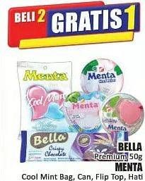 Promo Harga BELLA Premium 50 g/ MENTA Cool Mint, Can, Flip Top, Hati  - Hari Hari