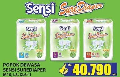 Promo Harga SENSI Sure Adult Diapers M10, L8, XL6+1 7 pcs - Hari Hari