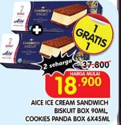 Promo Harga Aice Ice Cream Cookies Panda/Sandwich  - Superindo