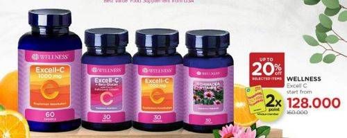 Promo Harga Wellness Excell C 1000mg/Excell-C  Beta Glucan/Echinacea + Vit. C  - Watsons