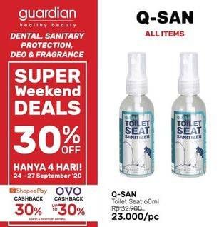 Promo Harga Q-SAN Toilet Seat Sanitizer 60 ml - Guardian
