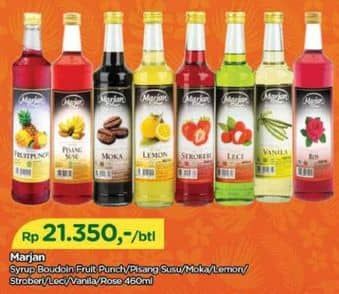 Promo Harga Marjan Syrup Boudoin FruitPunch, Pisang Susu, Moka, Lemon, Stroberi, Leci, Vanila, Ros 460 ml - TIP TOP
