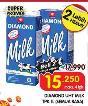 Promo Harga Diamond Milk UHT All Variants 1000 ml - Superindo