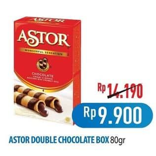 Promo Harga Astor Wafer Roll Double Chocolate 80 gr - Hypermart