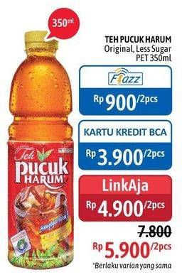 Promo Harga TEH PUCUK HARUM Minuman Teh Original, Less Sugar per 2 botol 350 ml - Alfamidi