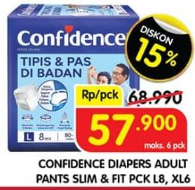 Promo Harga Confidence Adult Pants Tipis & Pas Di Badan L8, XL6 6 pcs - Superindo