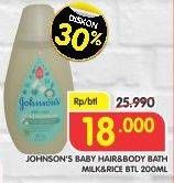 Promo Harga JOHNSONS Baby Milk Bath Milk + Rice 200 ml - Superindo