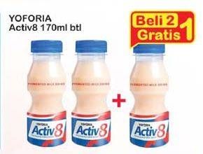 Promo Harga YOFORIA Fermented Milk Drink Activ8 per 2 botol 170 ml - Indomaret