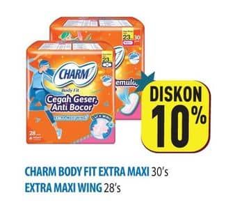 Promo Harga Charm Body Fit Extra Maxi Wing, NonWing 30 pcs - Hypermart