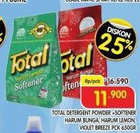Promo Harga Total Detergent Softener Harum Bunga, Harum Lemon, Violet Breeze 650 gr - Superindo
