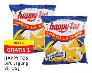 Promo Harga HAPPY TOS Tortilla Chips Jagung Bakar/Roasted Corn 55 gr - Alfamart