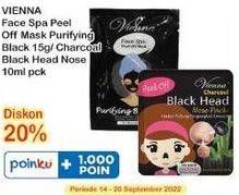Promo Harga VIENNA Face Spa Peel Off Mask Purifying Black/ Charcoal Black Head Nose  - Indomaret