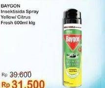 Promo Harga BAYGON Insektisida Spray Citrus Fresh, Yellow Fresh Scent 600 ml - Indomaret